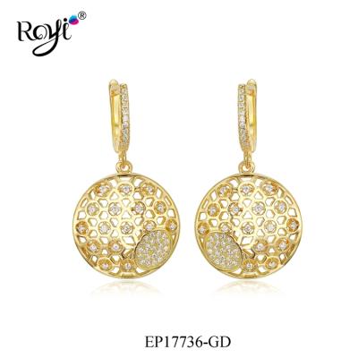 China TRENDY Brass Jewelry Round Shape Fashion Dangle Earring Gold /Rhodium /Rose Gold Plated for sale