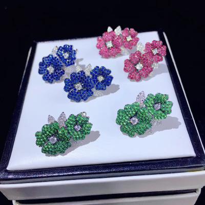 China Elegant Style 925 Good Quality Trendy Fashion Ladies Double Silver Flower Earrings for sale