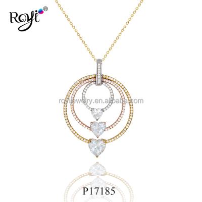 China AAA Royi Silver Design 925 Sterling Silver Tri Tone Pendant Heart From AAA Jewelry Stone Wholesale for sale