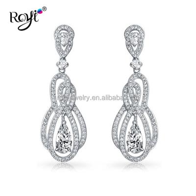 China Best Selling Fashion Bling Silver Jewelry 925 Sterling Silver Teardrop Chandelier Dangle Earrings for sale