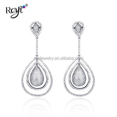 China Royi 2019 Fashion Jewelry 925 Sterling Silver Earrings Long Tear Silver Drop Dangle Design for sale