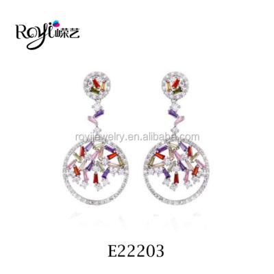 China Royi New 925 Sterling Silver Earrings Silver Jewelry Designs Multi Colors Wedding Jewelry for sale