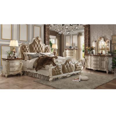 China New Arrival Style Luxury Bed (Other) Adjustable With Bedside White And Gold Bedside Table Antique Part Set Furniture China for sale