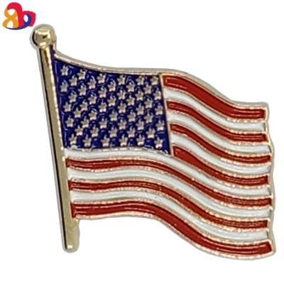 China Promotional Wholesale China Metal Badge Custom Country Hard / Soft Enamel American Flag Pin For Clothes for sale