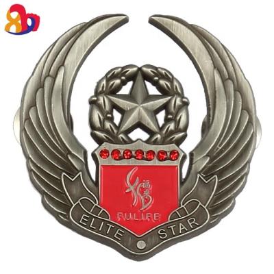 China Wholesale Fashion 3D Custom Military Cap Metal Lock Hard Wing Enamel Push Safety Pin Pilot Badge for sale