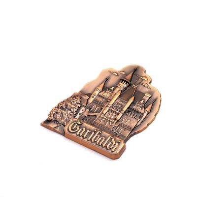 China Custom Factory Building Souvenirs Retro Metal Embossed Copper Landmark Fridge Magnets Direct Sales for sale