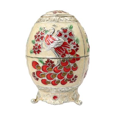 China Souvenior Zinc Alloy Material Pressed Peacock Enamel Easter Egg Toothpick Eco-Friendly Holder for sale