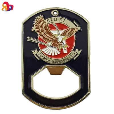 China Customized Military Coin Bottle Opener Stocked USA Marine Corps Souvenir Challenge Keychain for sale