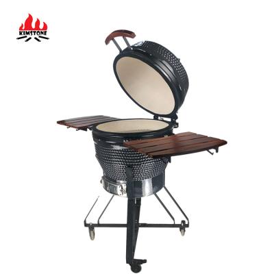 China Hot Selling Kamado Adjustable Size 22 Inch Black Outdoor BBQ Grill Charcoal Ceramic Smoker for sale