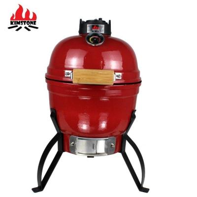 China Adjustable size small red egg shaped ceramic indoor charcoal table barbecue grill, stainless steel table kamado for sale