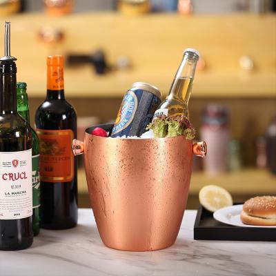 China Sustainable Outdoor Round 5L Wine Champagne Stainless Steel Metal Ice Bucket for sale