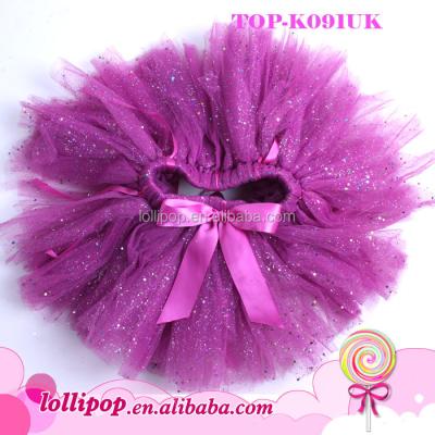 China Anti-wrinkle Anti-wrinkle hot sale! Plum Sequin Kids Tulle Skirt Gorgeous Puffy Tutu Fluffy Handmade Tulle Skirt for sale