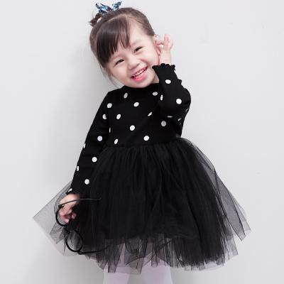 China Autumn Winter Baby Girls Long Sleeve Anti-Static Sleeve Dress Up Dresses Dot Ribbed Knit Sweater Polka Dot Tutu Dress Kids Birthday for sale