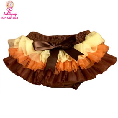 China Petti Antibacterial Baby Ruffle Thanksgiving Day Diaper Cover 3 Layer Tutu Baby Bloomers Ruffles Newborn Bloomers for sale