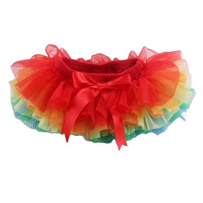 China 0-6 Years Antibacterial Baby Tutu FLOWER Rainbow Color Full 5 Layer Ruffles Around Colorful Rainbow Chiffon Babies Tutu Undo for sale