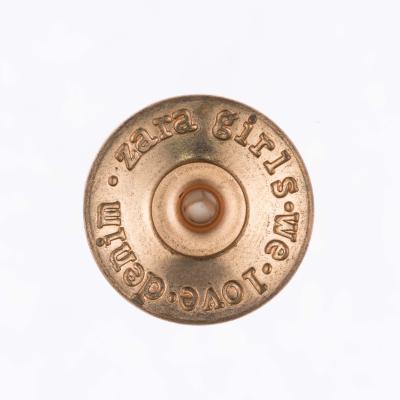 China Viable Brass Medium Hole Embossed Logo Flash Button For Fabric for sale