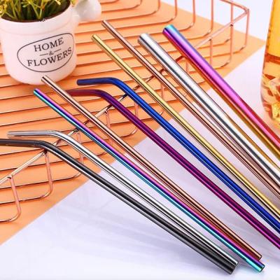 China Coastal Reusable Stainless Steel Straws, Colorful Rainbow Drinking Straws, Iridescent Metal Straws with Portable Case and Cleaning Brush for sale