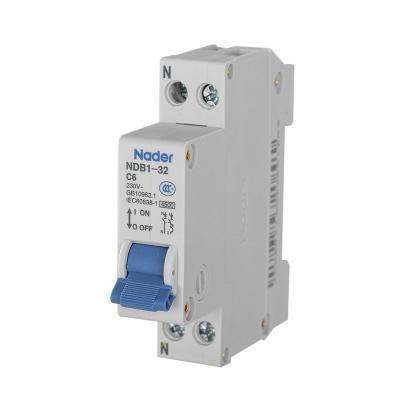 China DC Molded Case Circuit Breaker Ndb1 - 10 AC 1p 10ka by Nader MCB-NDB 1 - 10 AC / Miniature Circuit Breaker 1P for sale