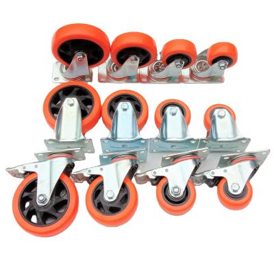 China Other Orange PVC 4 Inch Swivel Caster Wheel Heavy Duty Quality Universal Wheel With Brake for sale