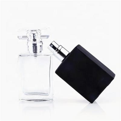 China Personal Care Hot Sale Transparent Black Glass 100Ml 50Ml 30 Ml Square Perfume Bottles for sale