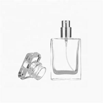 China Personal Care Custom Logo Matte Black White Glass Square Perfume Bottle 50Ml 30Ml 100Ml for sale