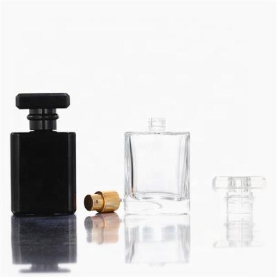 China Personal Care In Stock Square Perfume Bottle 30Ml 50Ml 100Ml Glass Black Bottle Perfume With Boxes for sale