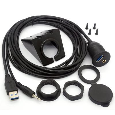 China AUX audio cable. COMPUTER Car Mount Panel USB 3.0 3.5mm M/F Flush for sale