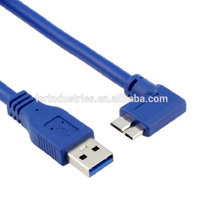 China Blue Color Gear Right Angle Male USB 3.0 to B Micro USB 3.0 Cable for sale