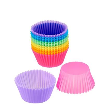 China Reusable Silicone Stocked Baking Cups, Cupcake Liners Pack of 12 for sale