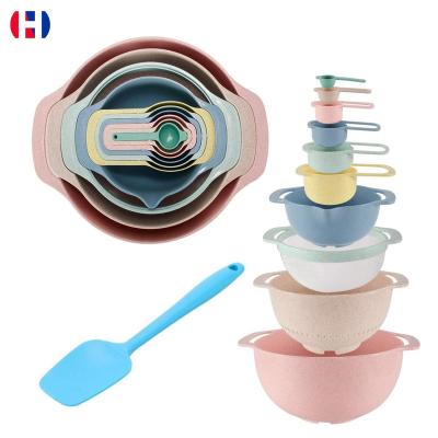 China Health 10 Pieces Set Food Grade PP Material Colored Mixing Bowl Set Measuring Cups Set for sale