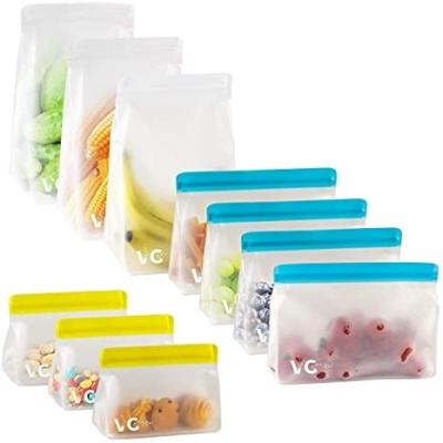 China Sustainable Reusable Bags Silicone Set Of 10 , Stand Up Silicone Containing Food Storage Bags for sale