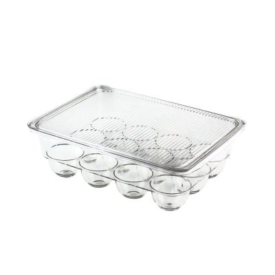 China Heatable Egg Tray Holder with Lid and Handles - Clear Plastic Storage Container for Fridge Freezer Holds 12 Eggs for sale