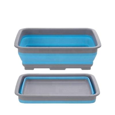 China Pop Sustainably High Quality Collapsible Tub Dish Silicone Plastic Folding Wash Up Bowl for sale