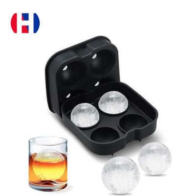 China Stocked 4 Sphere Silicon Ice Tray Ice Ball Maker Mold Novelty Food Grade Ice Cube Trays for sale