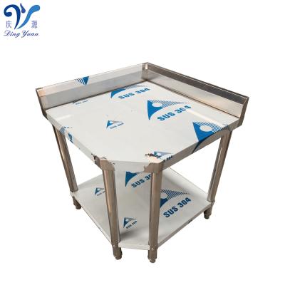 China Stainless Steel Corner Work Table Hotel/Restaurant/Hospital/School Kitchen Pentagon for sale