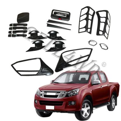 China Matte Black Decoration+Protection Trims Sticker Door Handle Cover Headlight Taillight Cover For Dmax 2016+ for sale