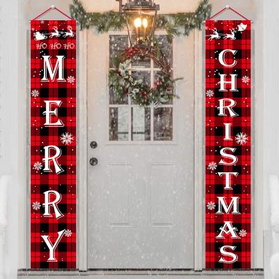 China Durable Christmas Tree Snowman Sign Porch Banner Merry Christmas Door Hanging Sign for sale