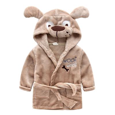 China Winter Thermal Hooded Flannel Bathrobe Winter Nightgown Baby Pajamas Cartoon Baby Fleece Home Service Coral for sale