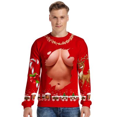 China Breathable 3d Christmas Round Neck Sweater Digital Printing Lovers Wear To Spoof Loose Sweaters for sale