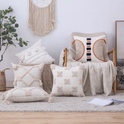 China Wholesale Portable Tassels Cushion Cover Boho Square Embellished Pillow Cover For Home for sale