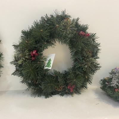 China Factory wholesale 93cm PVC/PE/PET dollhouse artificial pinecone Christmas wreath with lights Christmas for sale