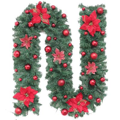 China Festival Stuff Cone Berry Xmas Garland Battery Operated Snowy Pine Hair 9 ft LED Pre Lit Christmas Artificial Garland Lights Timer 8 Modes for sale