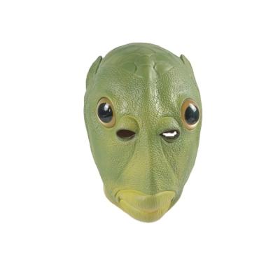 China Cosplay Merman Non-Toxic Funny Green Fish Realistic Latex Props For Halloween Party Head Full Face Masks for sale