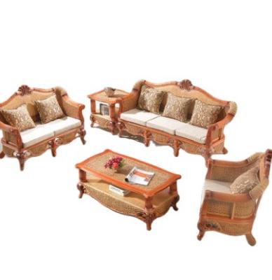 China Modern Luxury Living Room Natural Rattan Furniture With Comfortable Waterproof Fabric Cushion for sale