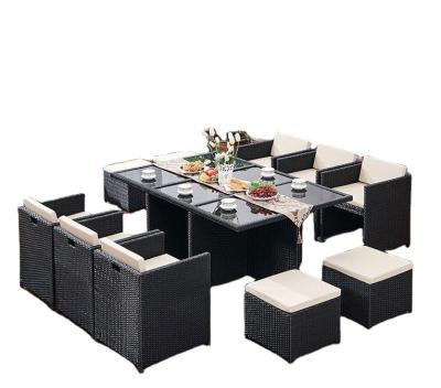 China Modern Foldable Waterproof PE Patio Rattan Outdoor Cube Dining Garden Furniture Sets for sale