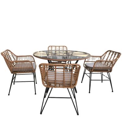 China Modern Outdoor Rattan Chair Wicker Furniture Sets Backyard Garden Bamboo Style Rattan Furniture Sets for sale