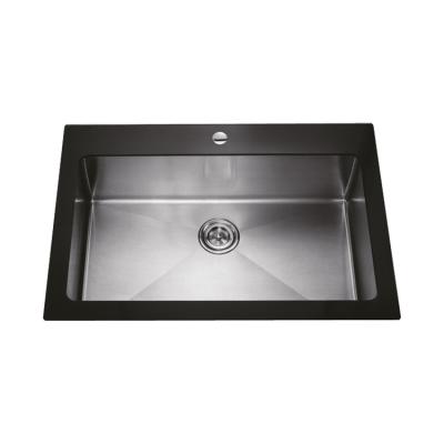 China With Faucet Modern Stainless Steel 304 With Black Frame Rectangular Sink For Bathroom Sinks for sale