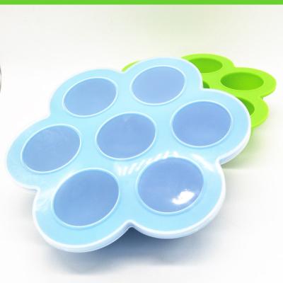 China 2019 Viable Silicone Baby Ice Cream Freezer Container Freezer Tray Silicone Egg Bite Mold With Lid for sale