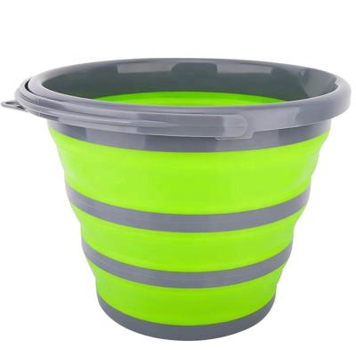 China 10L/2.64 Gallon Sustainable Capacity Ice Bucket Silicone Collapsible Bucket For Fishing Caravan Collapsible Camping Bucket for sale