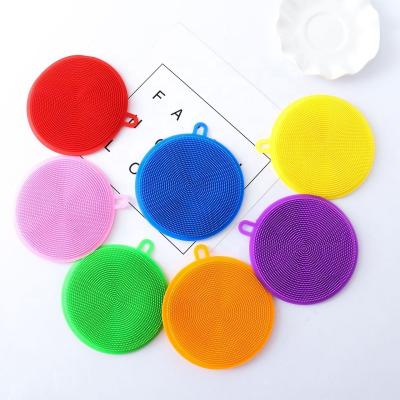 China Wholesale Viable Durable Silicone Sponge Kitchen Artifact Food Grade Fruit Vegetable Brush Cleaning Brush Silicone for sale